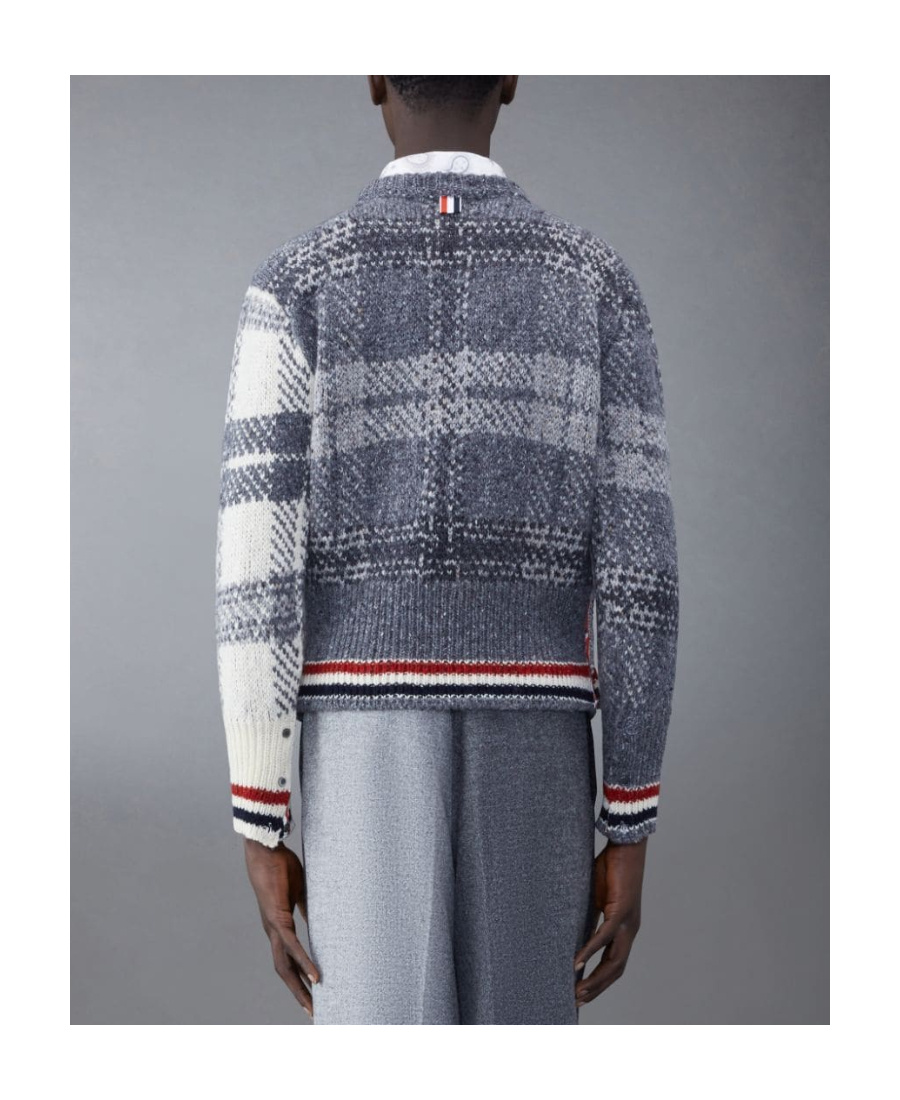 THOM BROWNE CHECK-PATTERN WOOL-BLEND JUMPER 