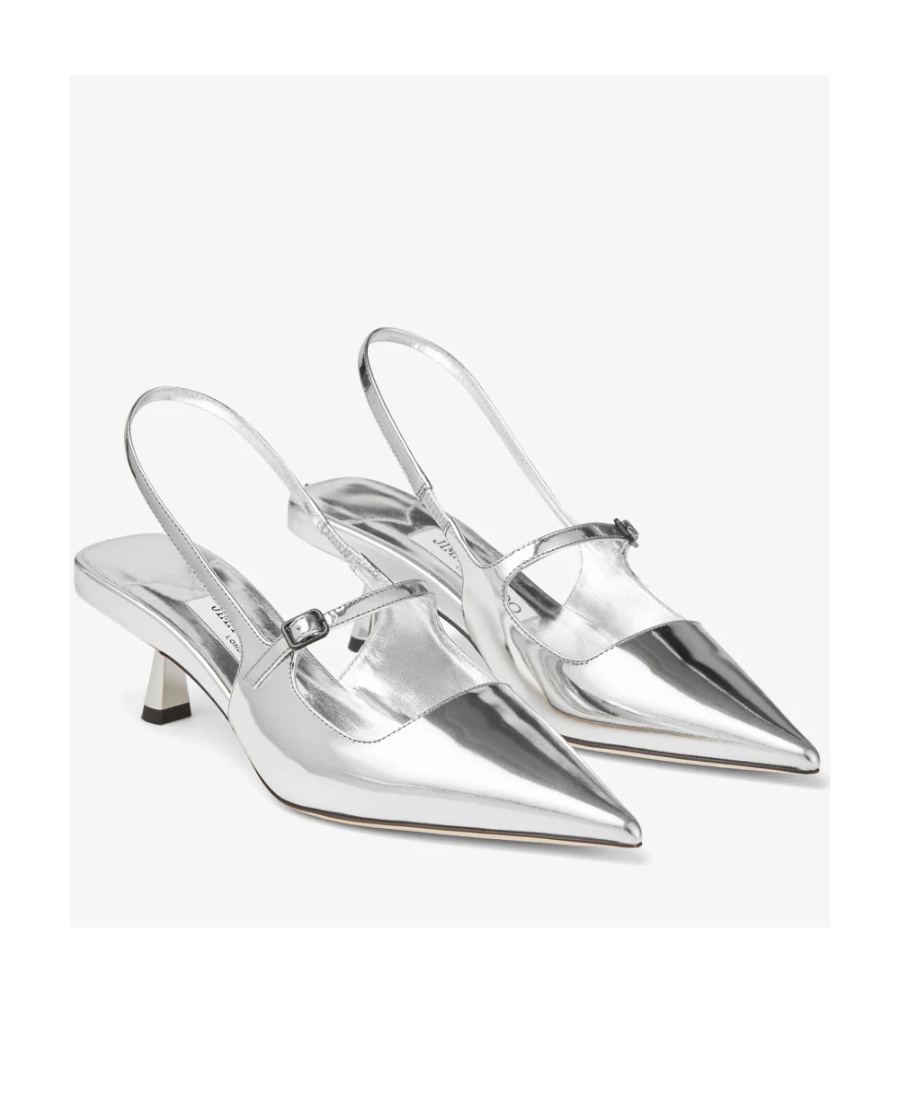 Jimmy Choo 'didi 45' Gold Colored Pumps With Patent Finish In White