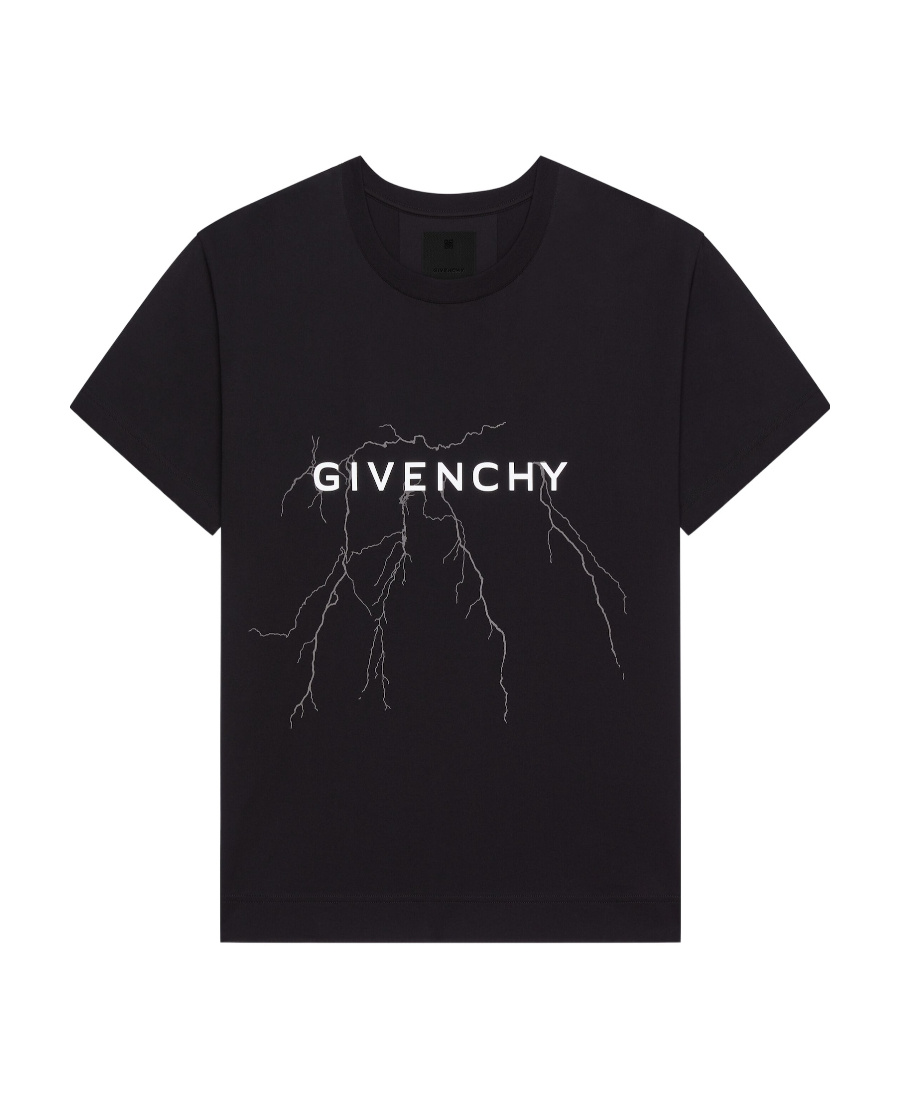Givenchy Loose T-shirt In Black Cotton With Reflective Pattern In Black