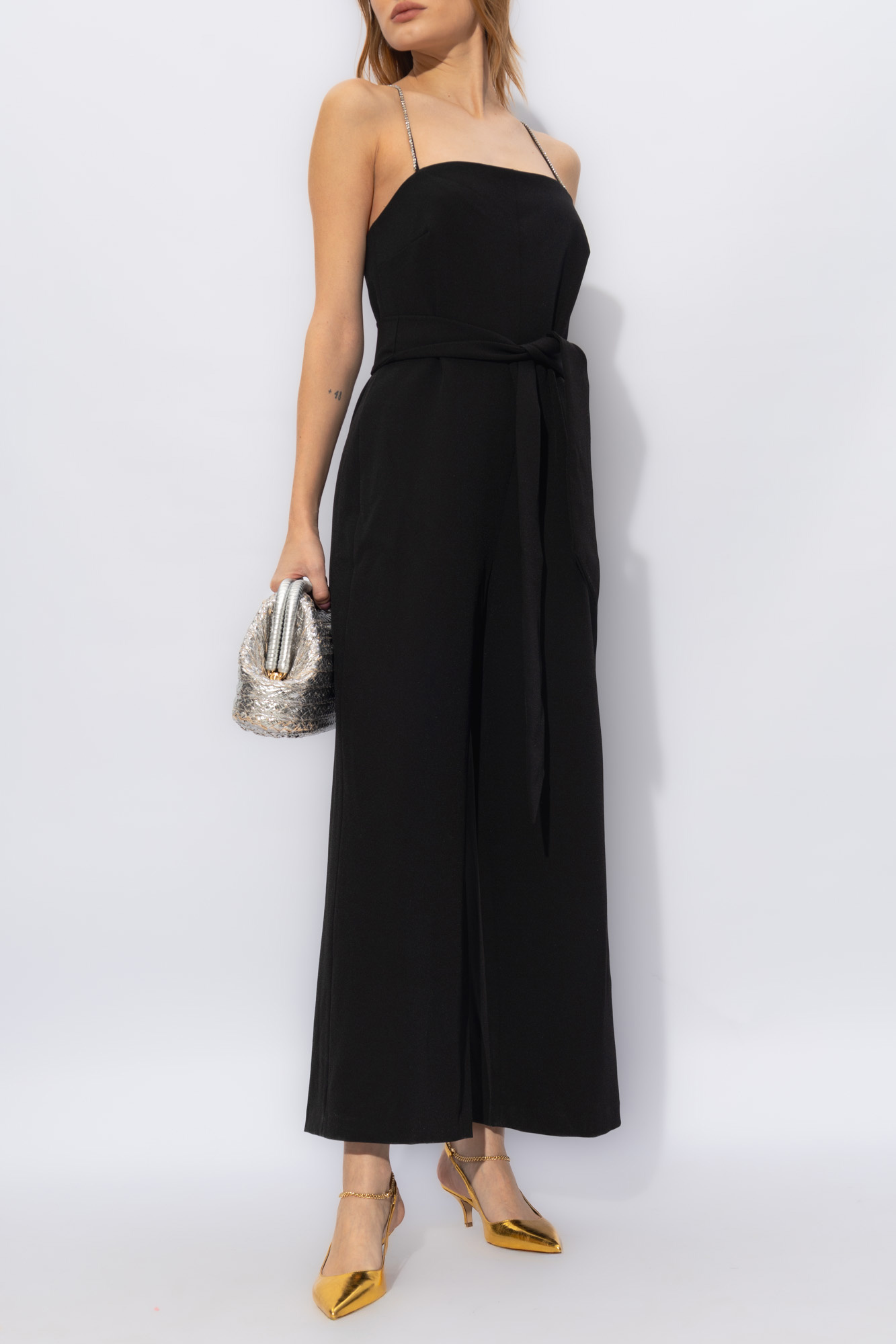 Kate Spade Crystal-embellished Wide-leg Jumpsuit In Black