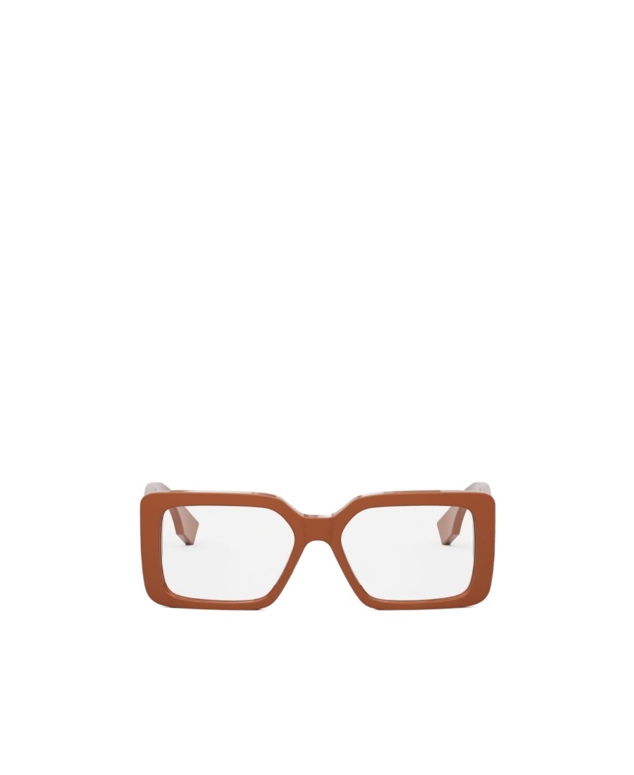 Fendi Fe50072i 050 Square Glasses In Brown