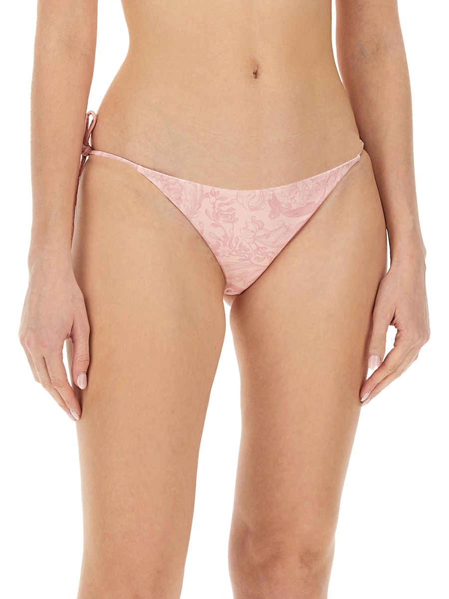 Versace Baroque Print Bikini Bottom In Nude