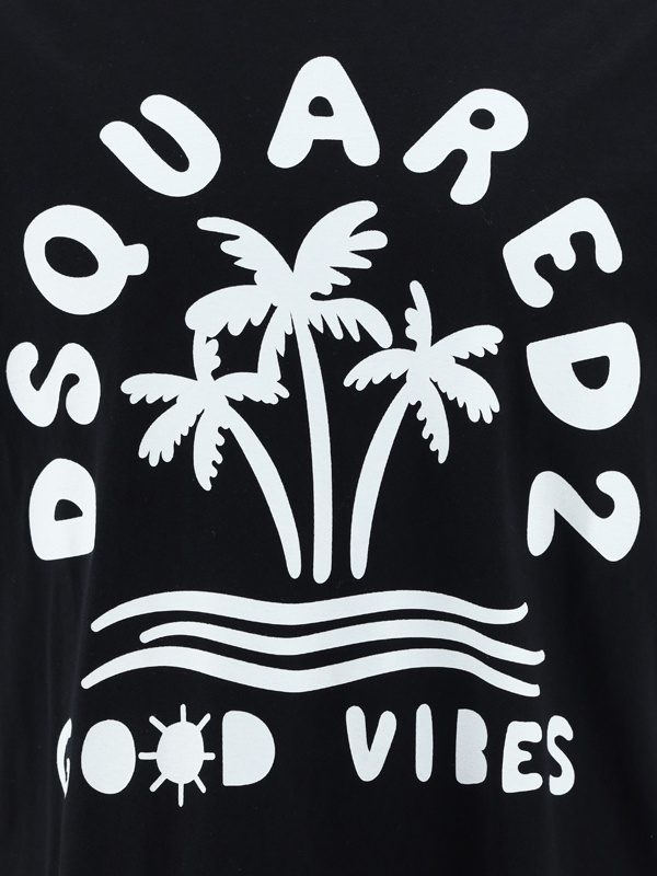 Dsquared2 Printed Japanese Cotton Jersey T-shirt In Black