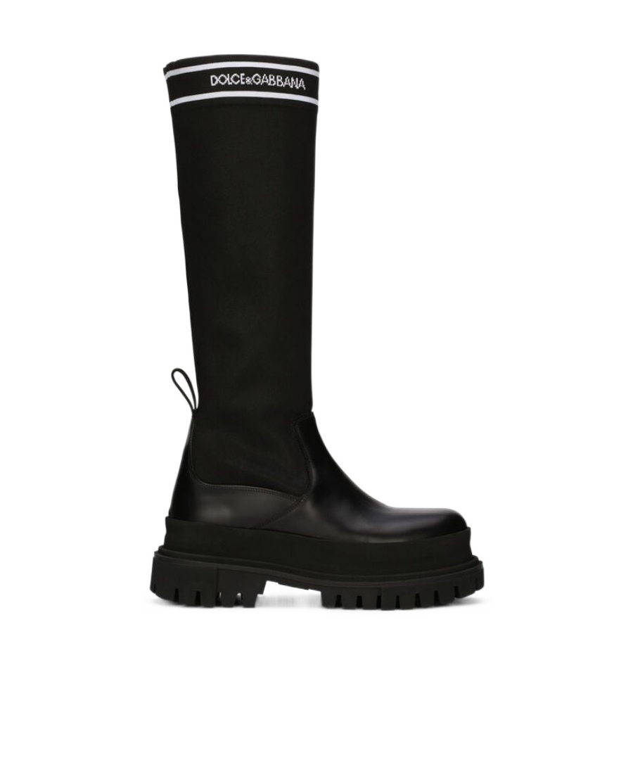 Dolce & Gabbana Logo-print Pull-on Boots In Black