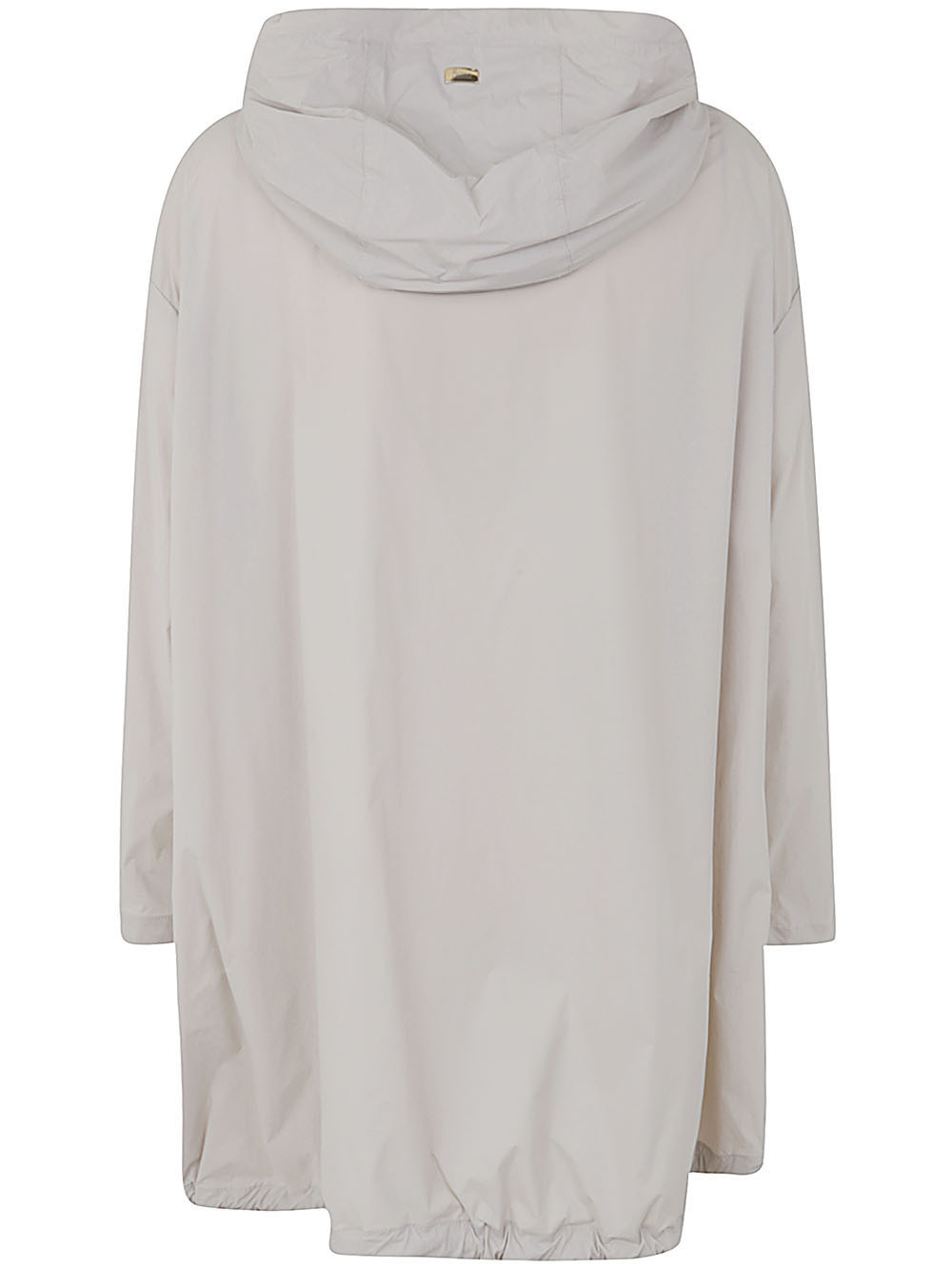 Herno Stretch Maxi Bomber With Hood And Drawstring Hem In Gray