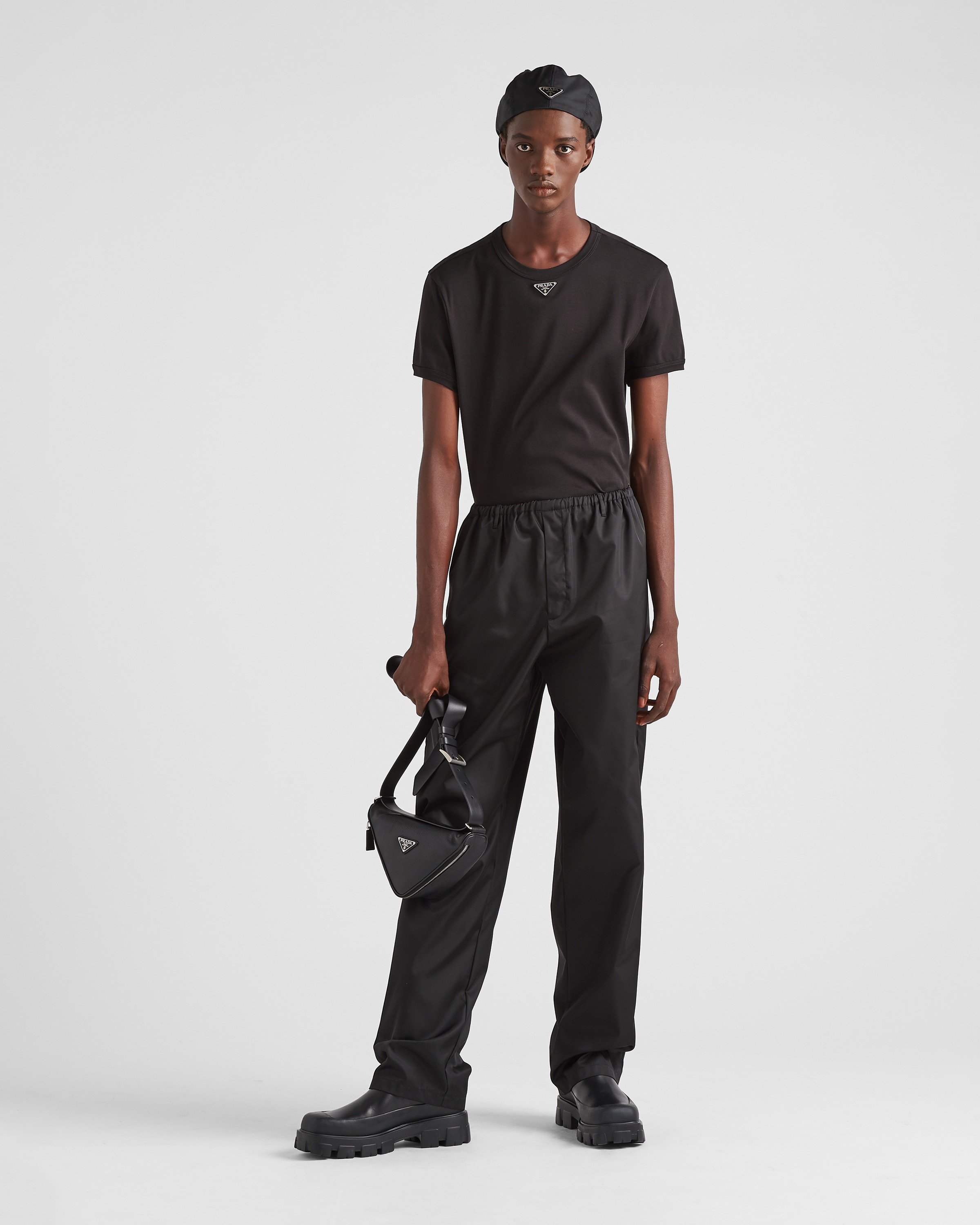 Prada Black Woolen T-shirt In Black
