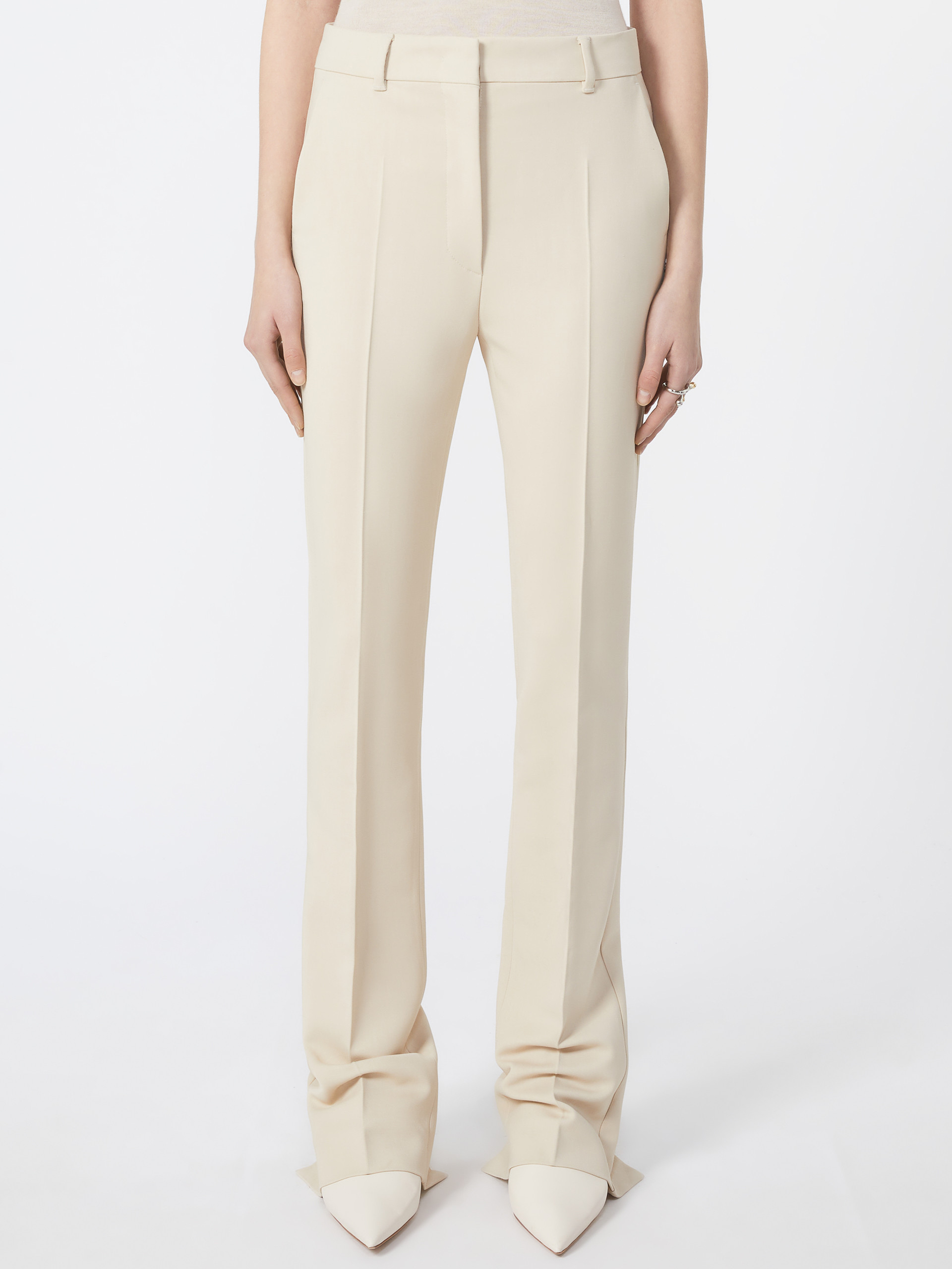 Sportmax Crepe Plain Slim Trousers In Gray
