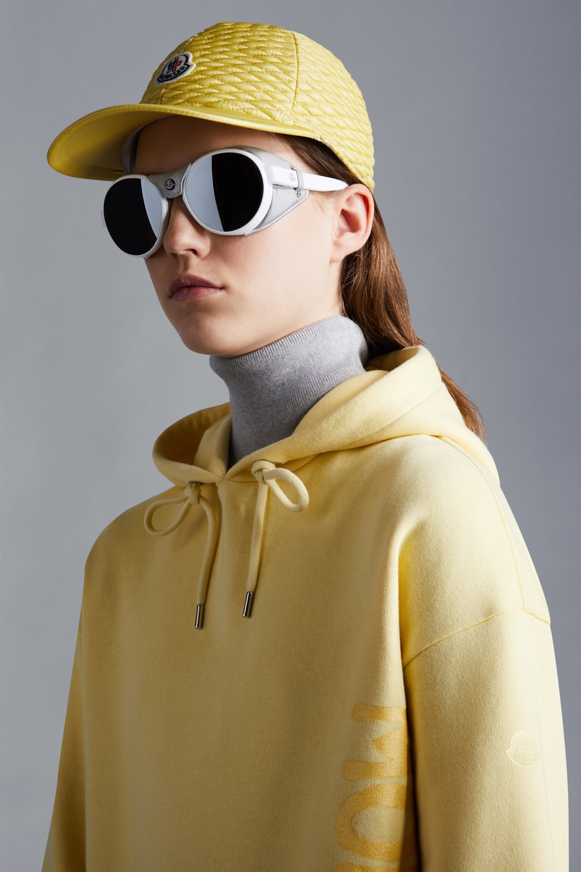 Moncler Logo-print Hoodie In Yellow