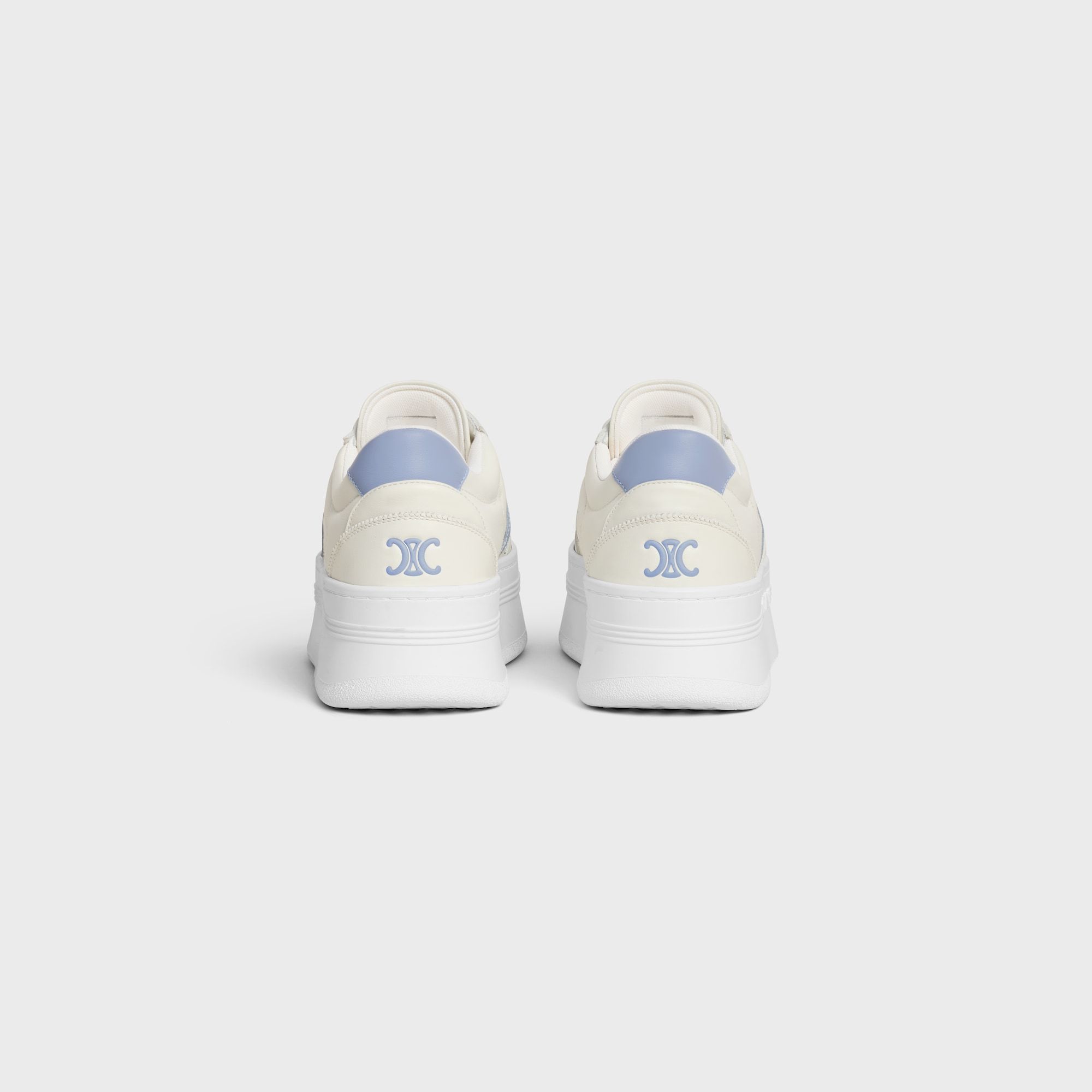 Celine - Block Sneakers With Back Triomphe And Wedge Outsole In Calfskin In White