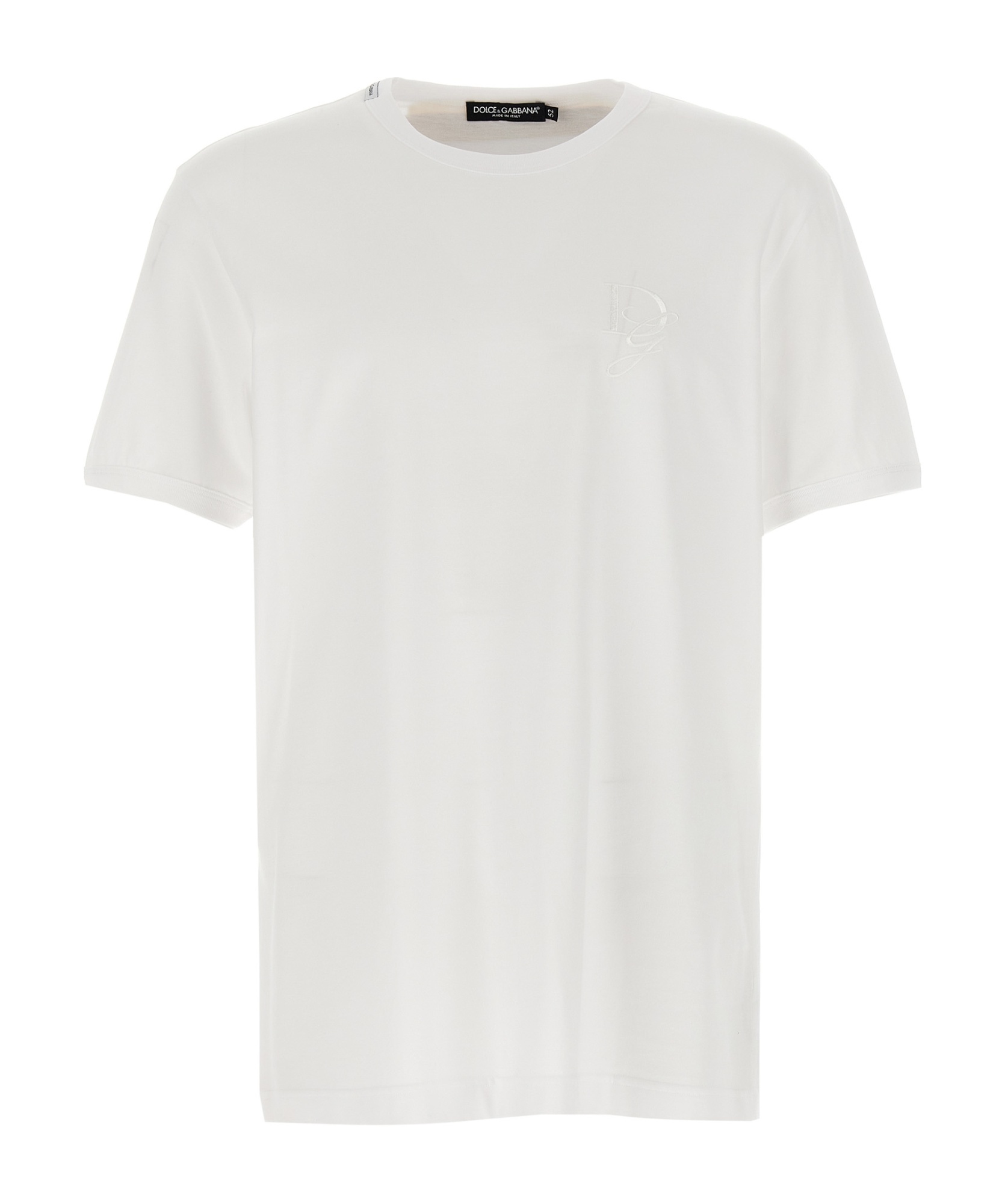Dolce & Gabbana White Logo Print Cotton Crew Neck T-shirt In White