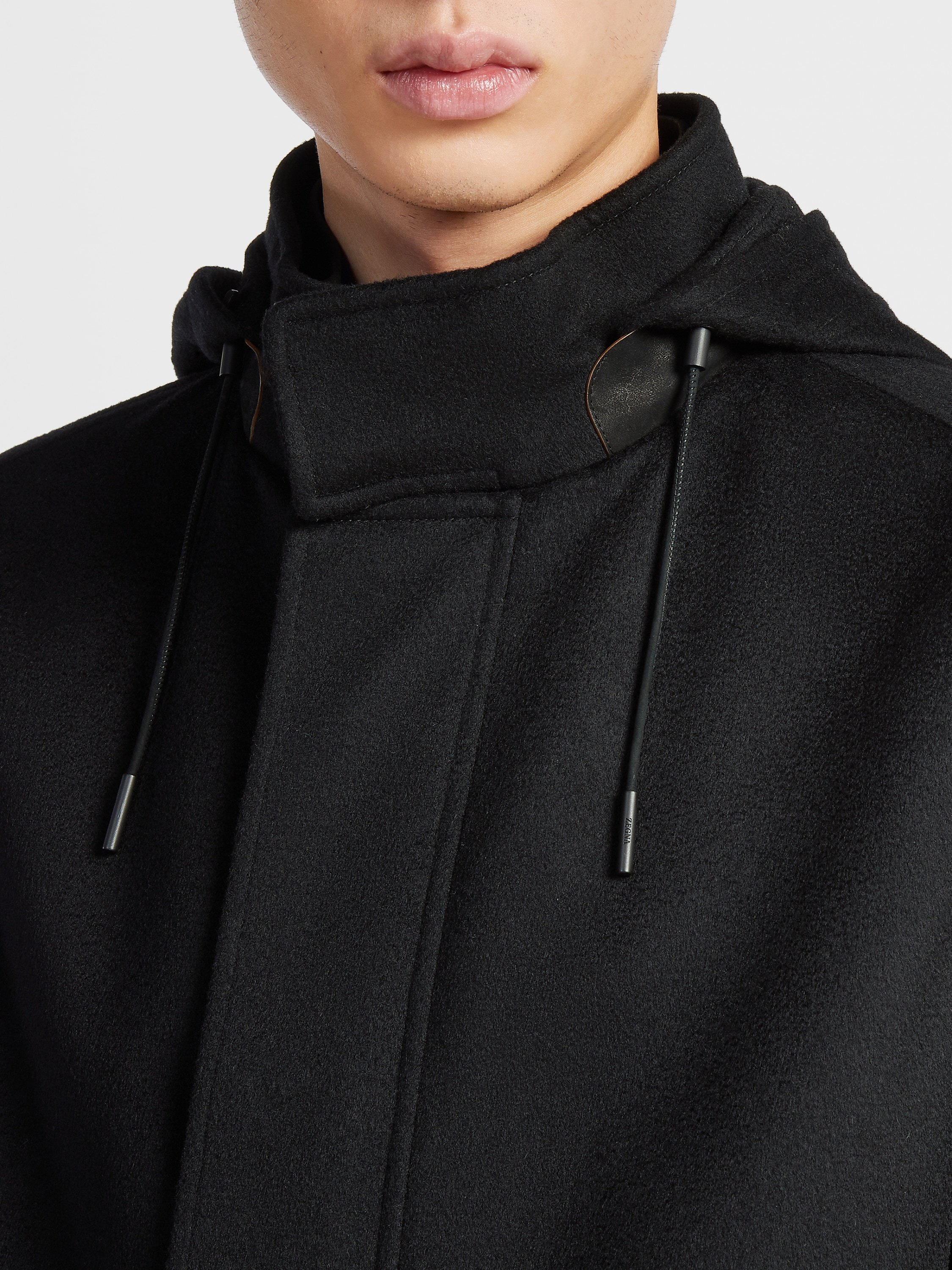 Zegna Oasi Elements Cima Drawstring Over Jacket In Black