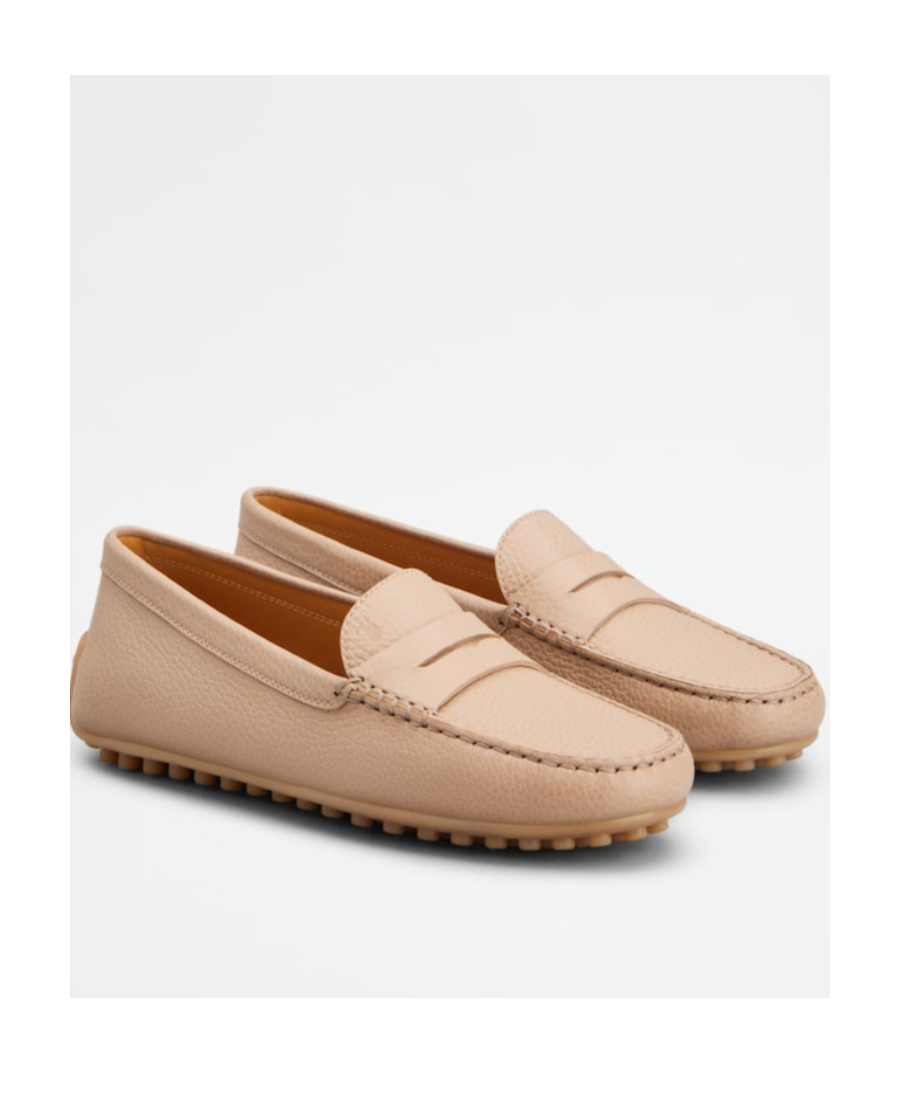Tod's Gommino Calfskin Penny Driver Loafers In Nude
