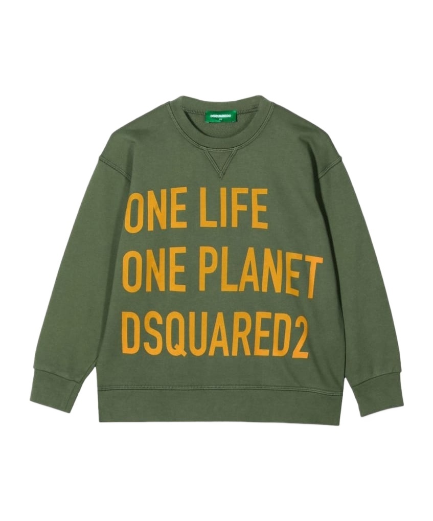 Shop Dsquared2 Teen One Life Cotton Sweatshirt In Green