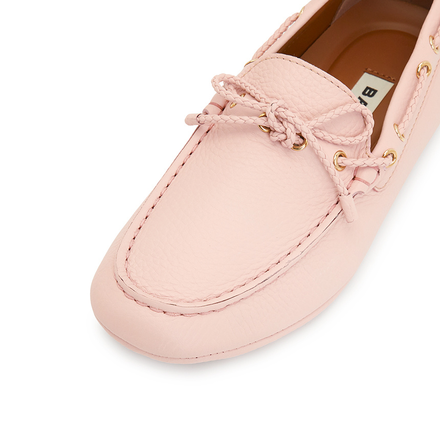 Shop Bally Round-headed Flat Shoes In Pink