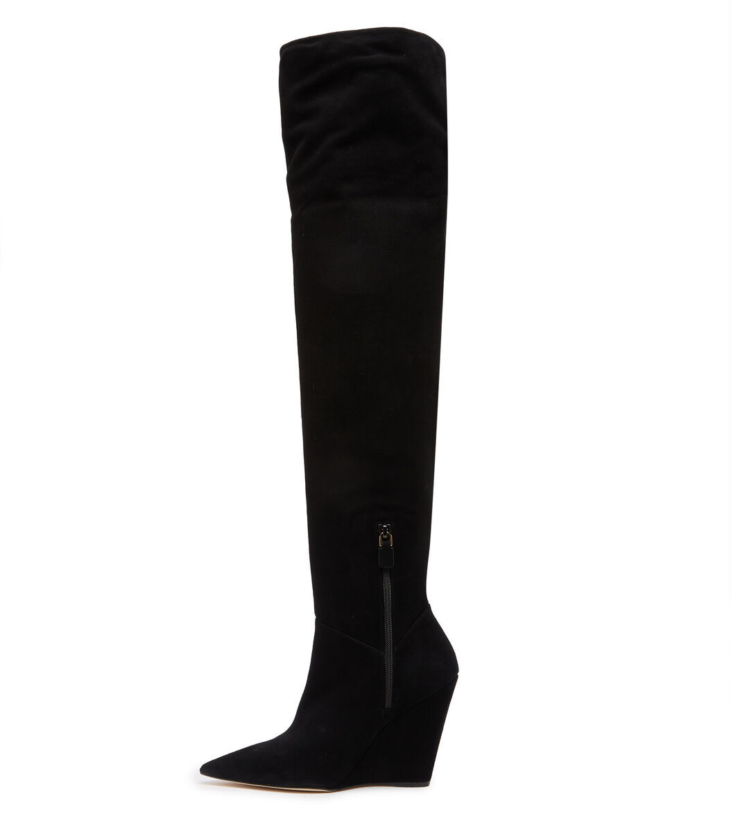Stuart Weitzman Over-the-knee Pointed Toe Boots In Black