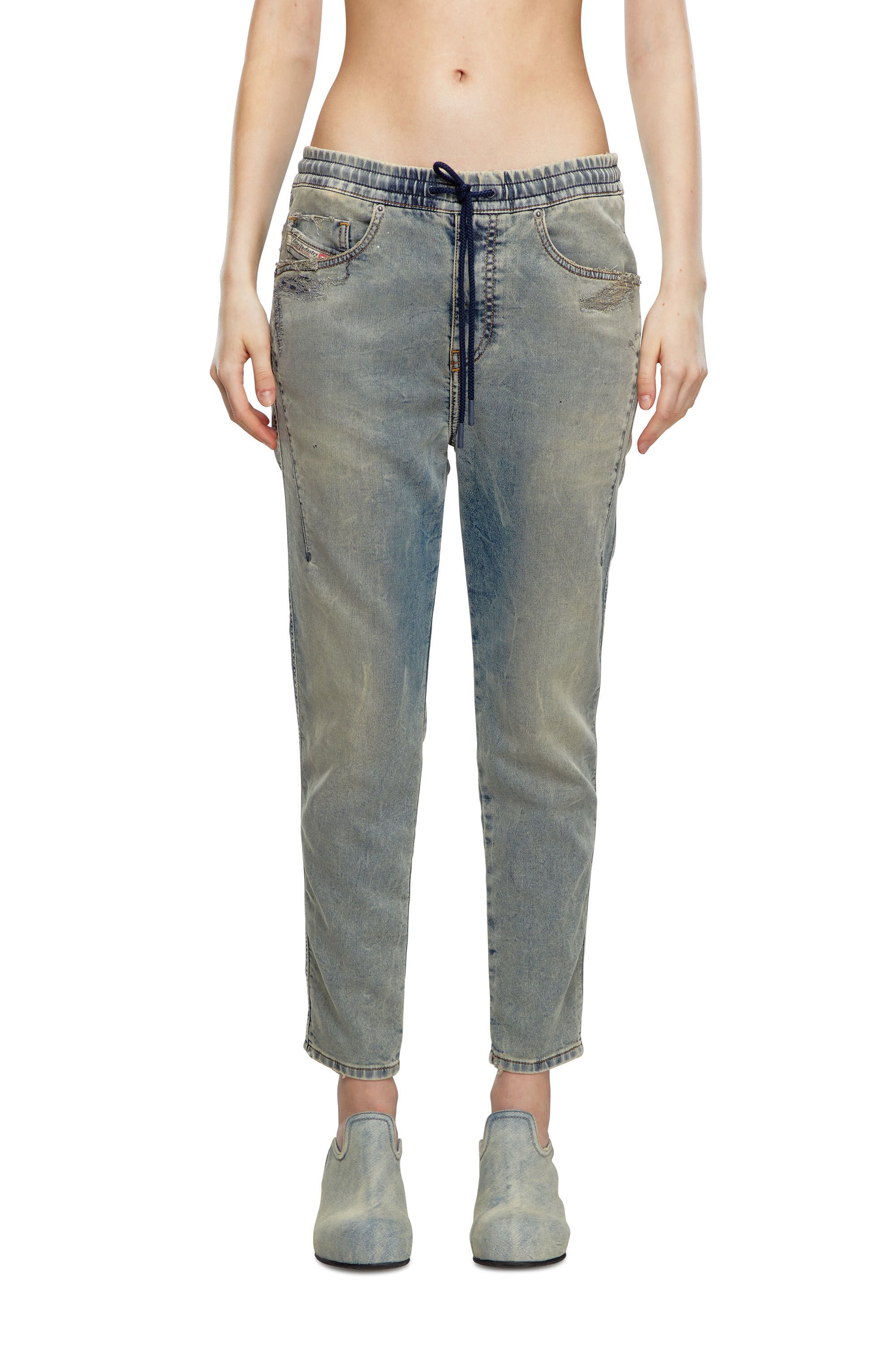Diesel Bleached Tapered Jeans In Gray