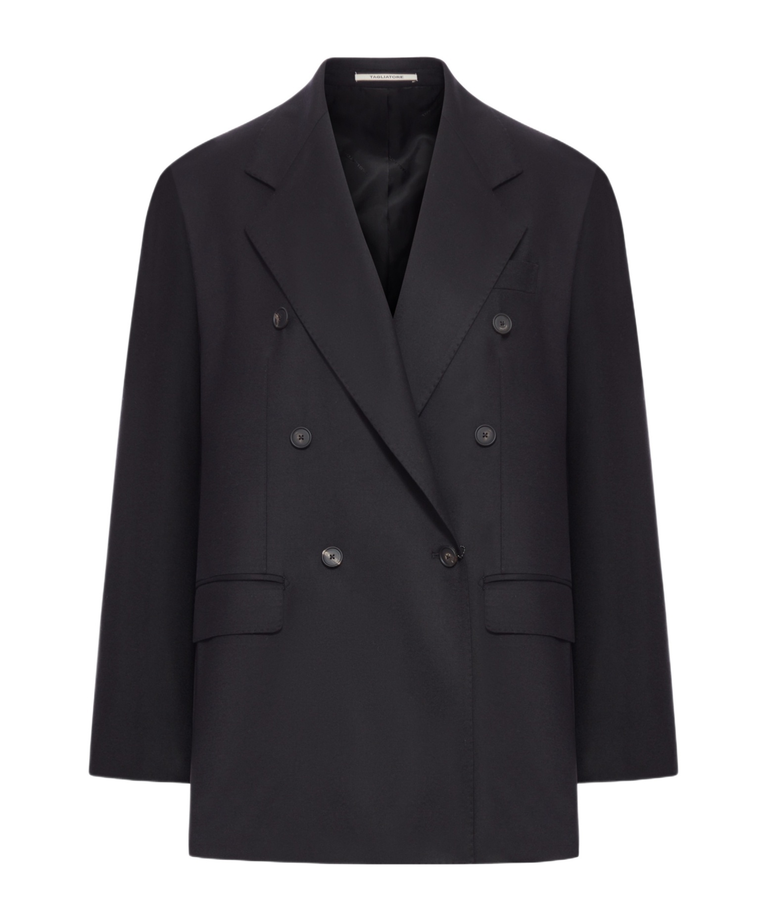 Tagliatore Double-breasted Wool And Silk Blazer In Black