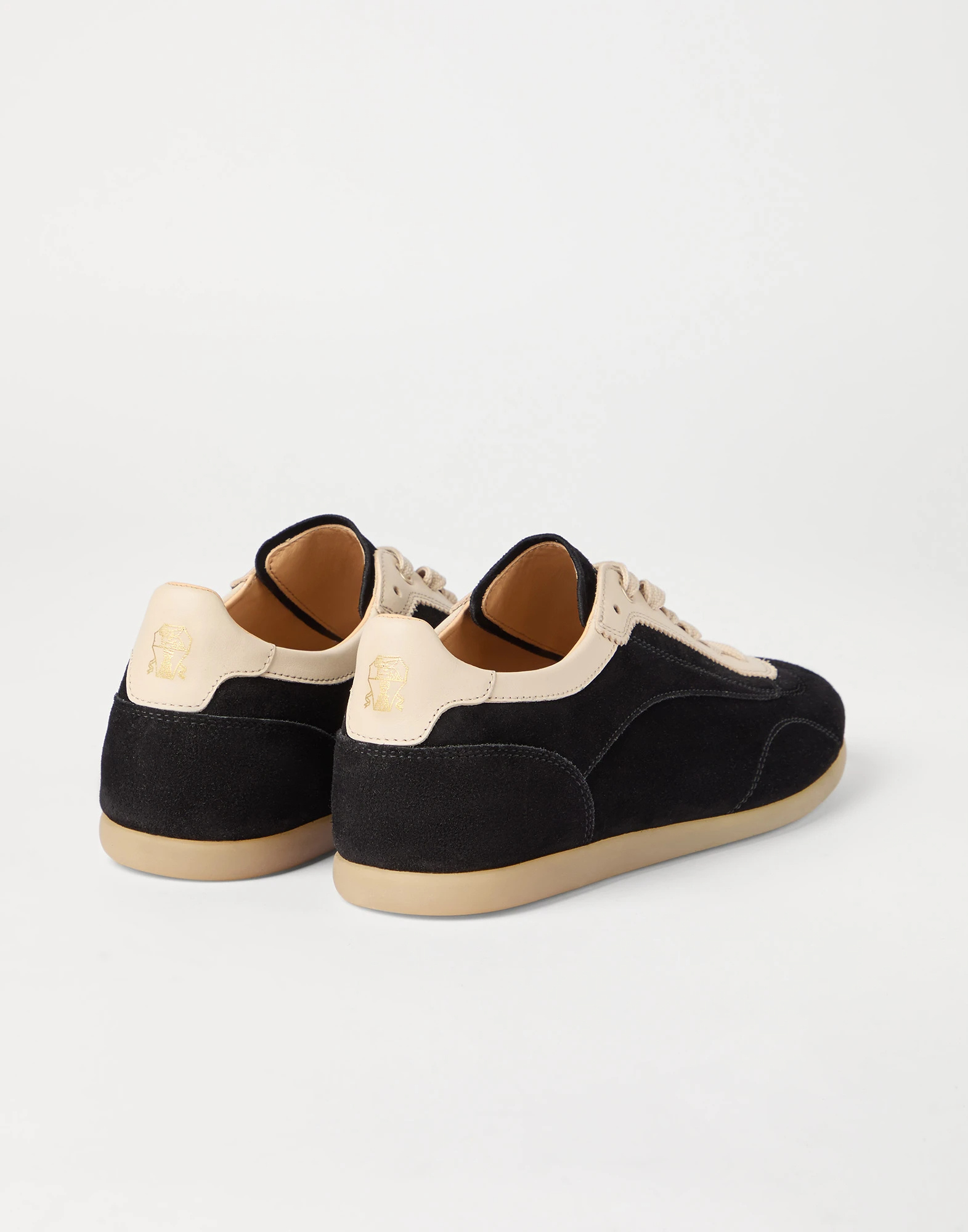 Brunello Cucinelli Suede Panelled Sneakers In Black