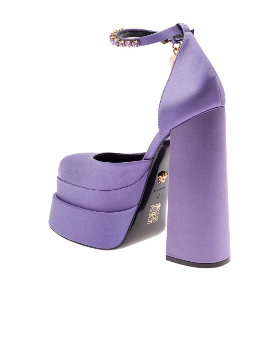 Versace Medusa Aevitas Embellished Satin Platform Sandals