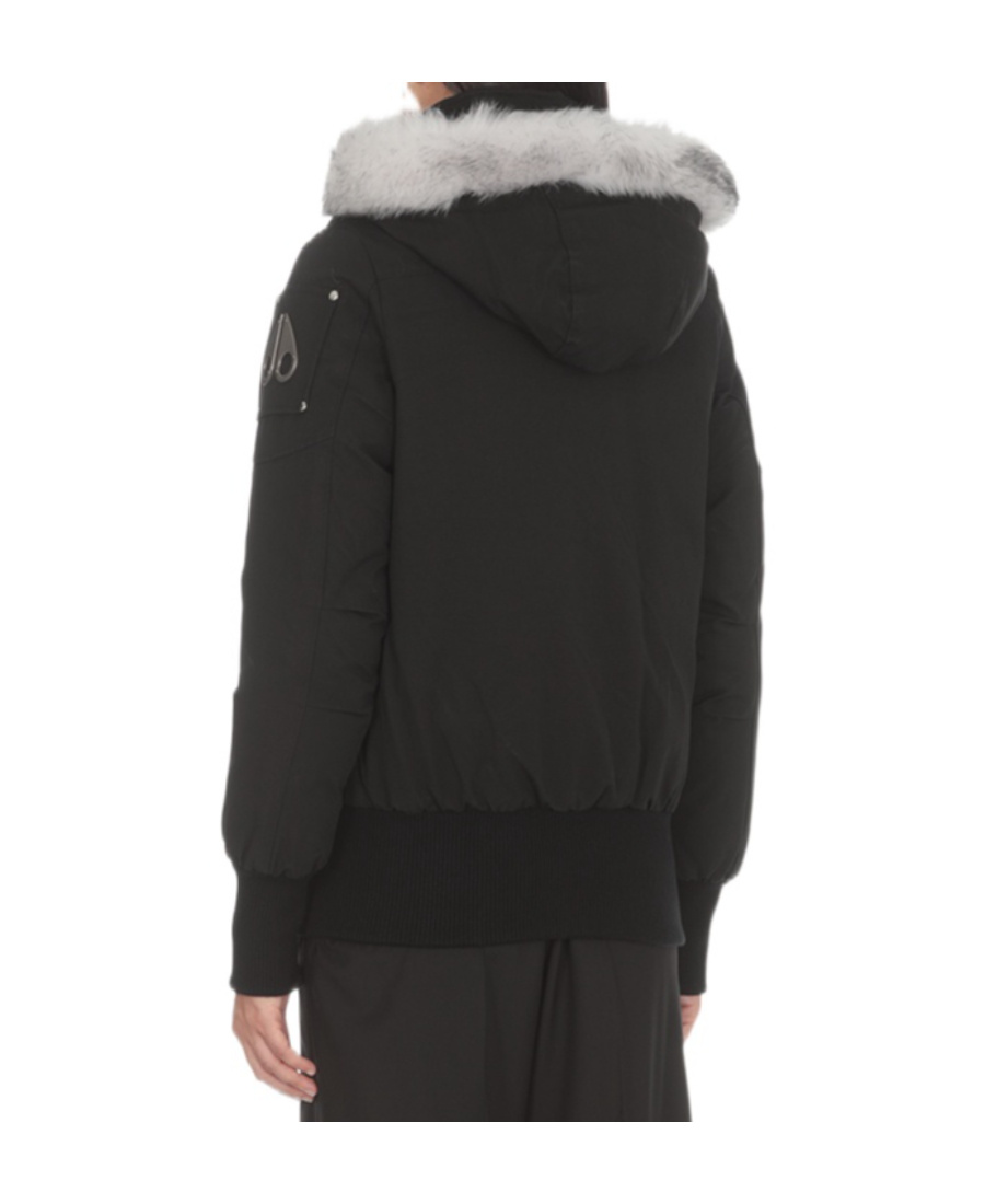 Moose Knuckles Long-sleeved Hooded Down Jacket In Black