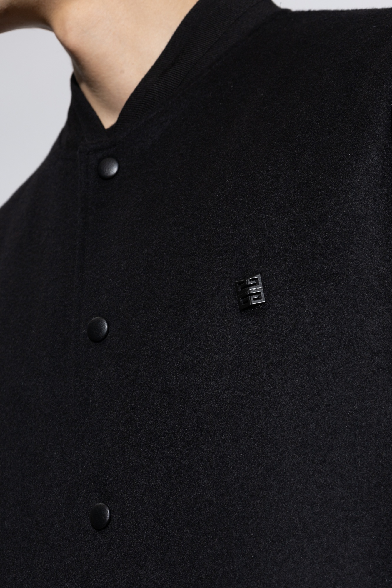 Givenchy Varsity Jacket In Wool And Leather With 4g Detail In Black