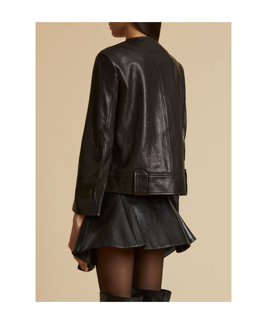 Shop Khaite The Laybin Leather Jacket In Black