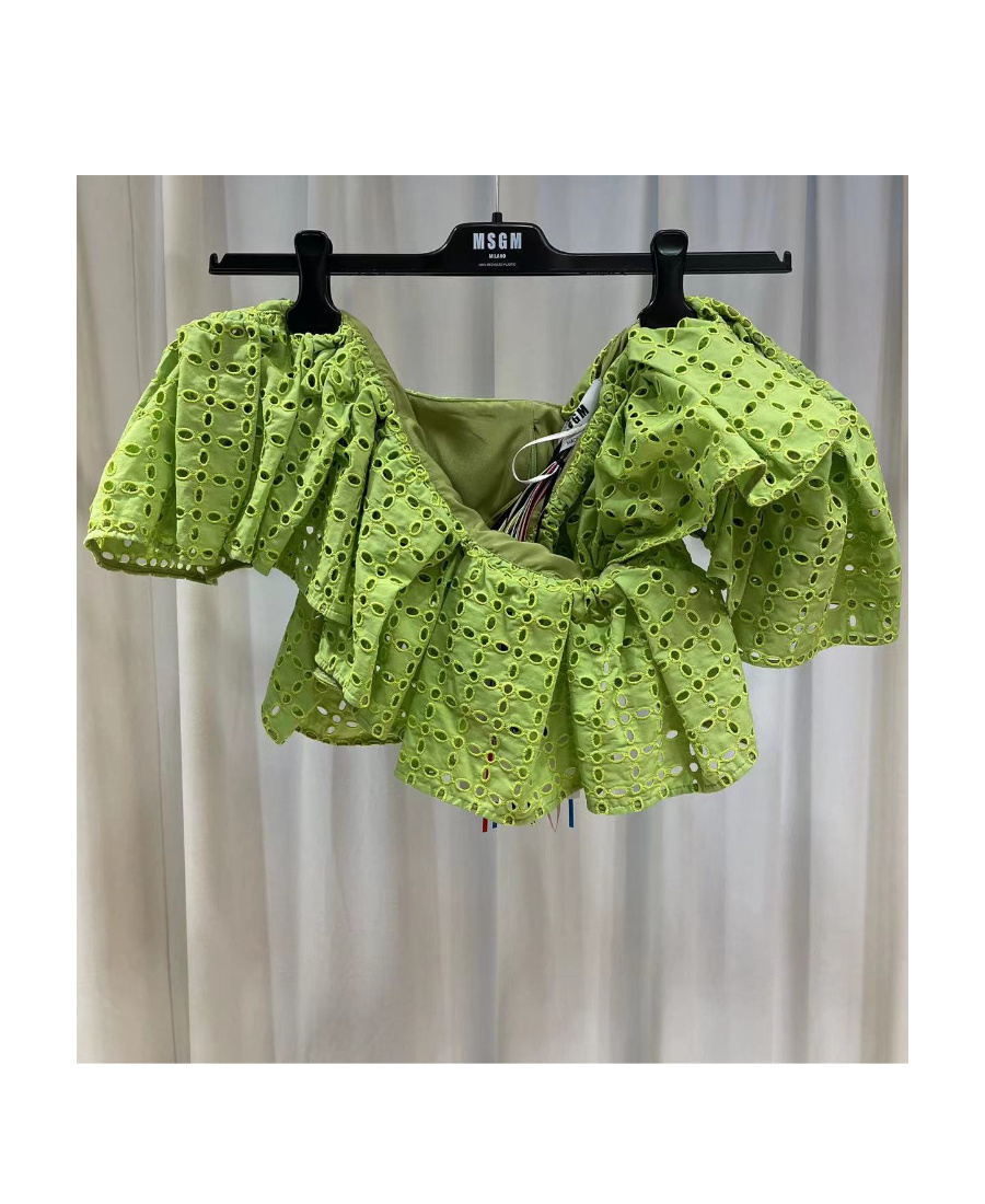 Msgm Short-sleeved Blouse In Green