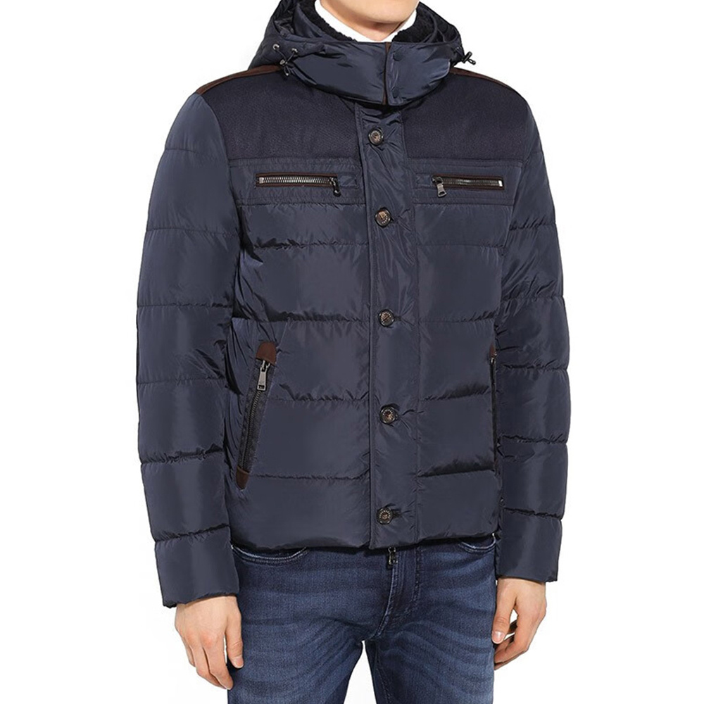 Paul & Shark Long-sleeved Hooded Quilted Down Jacket In Blue
