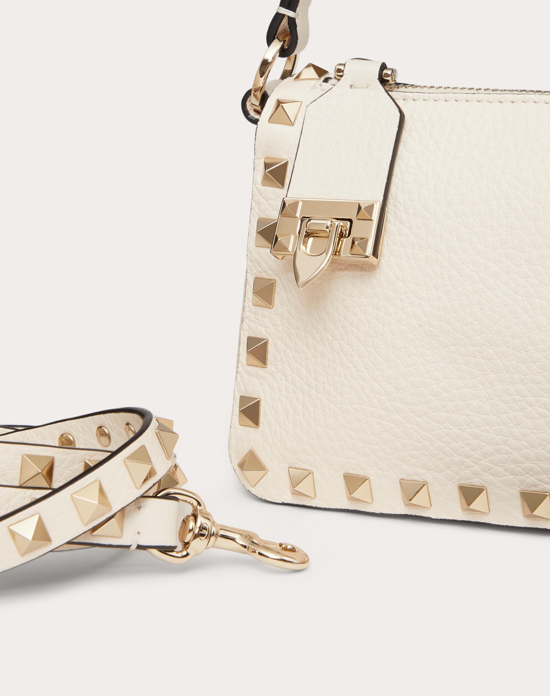 Valentino Garavani Women Rockstud Small Leather Shoulder Bag In White