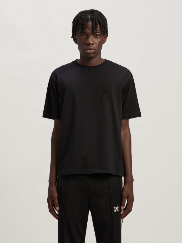 PALM ANGELS PALM ANGELS MONOGRAM EMBROIDERED CREWNECK T-SHIRT