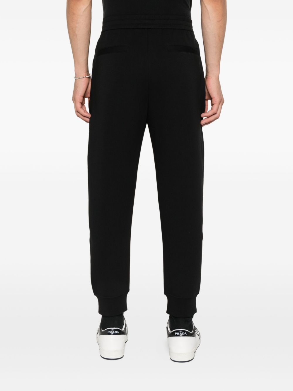 Emporio Armani Elastic Waistband Cotton Blend Sweatpants In Black