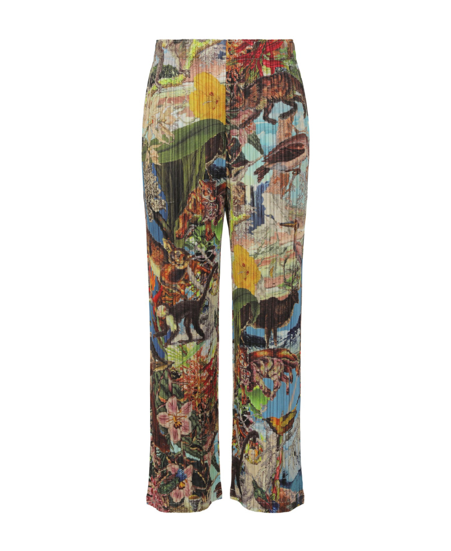 Issey Miyake Graphic-print Cropped Trousers In Multicolor