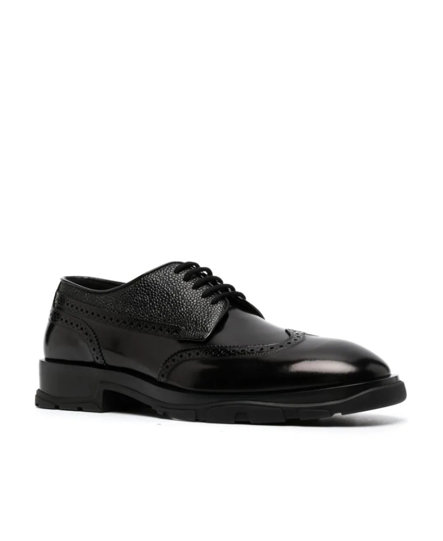 Alexander Mcqueen Round Head Lace-up Business Shoes In Black