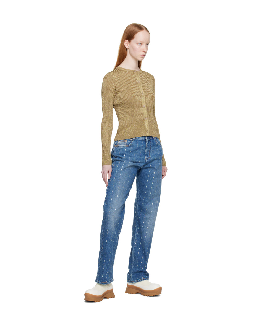 Stella Mccartney Logo Knitted Cardigan In Blue