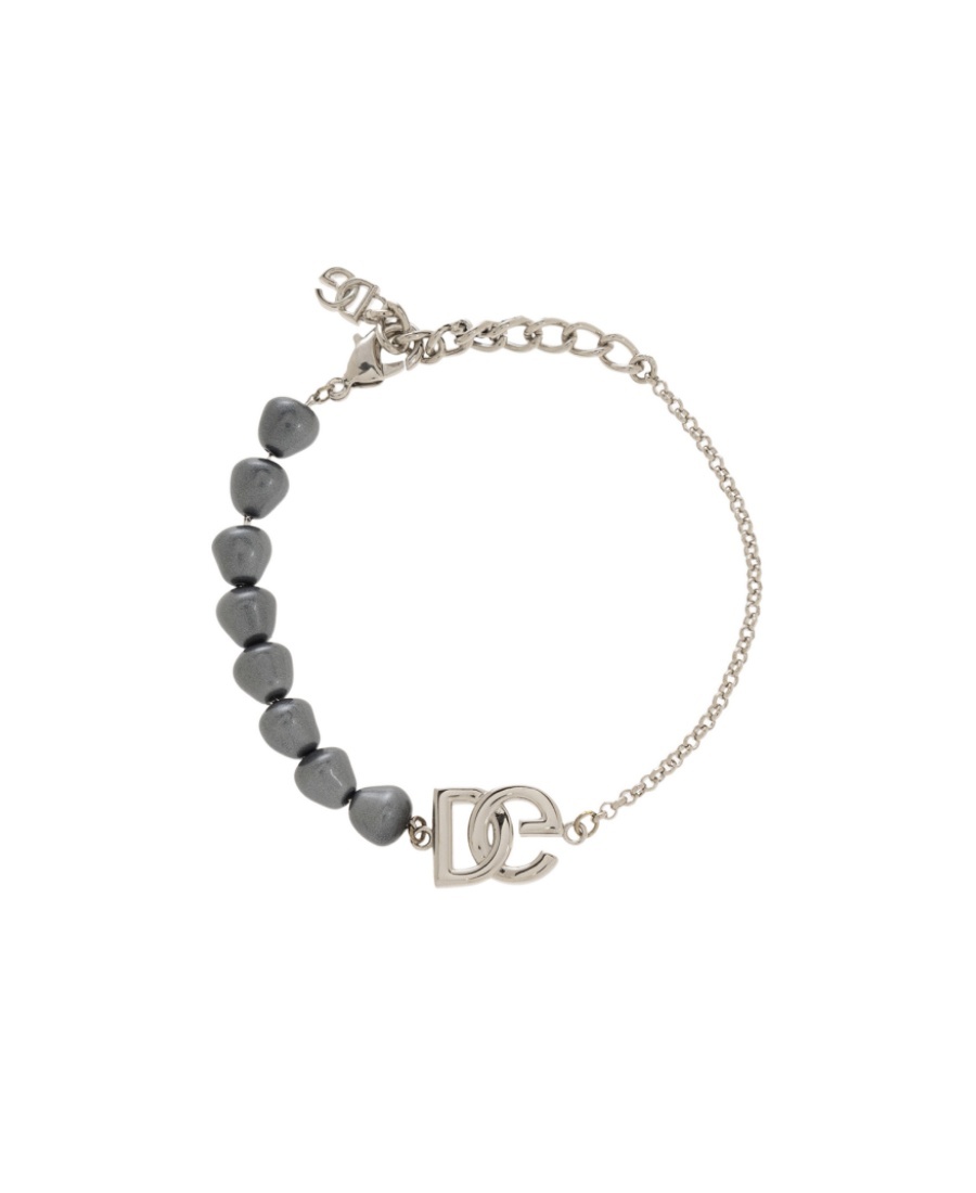 Dolce & Gabbana Beaded Chain-link Bracelet In Gray