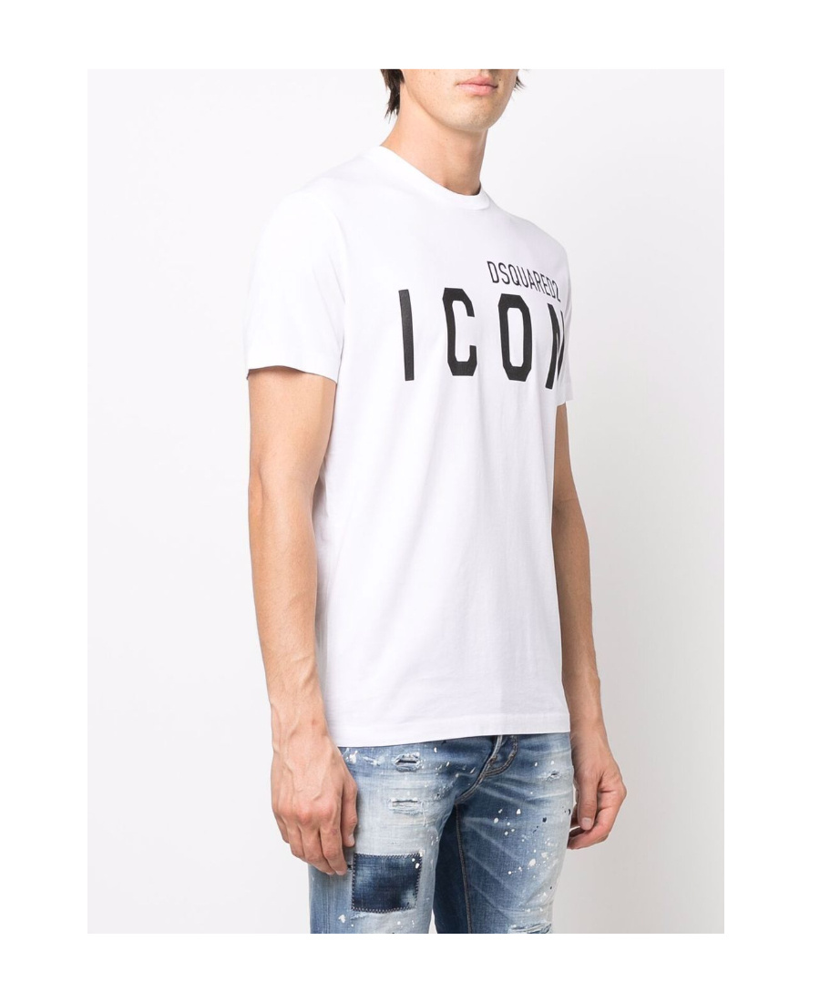 Dsquared2 White Crewneck T-shirt With Maxi Logo Print On The Front In White