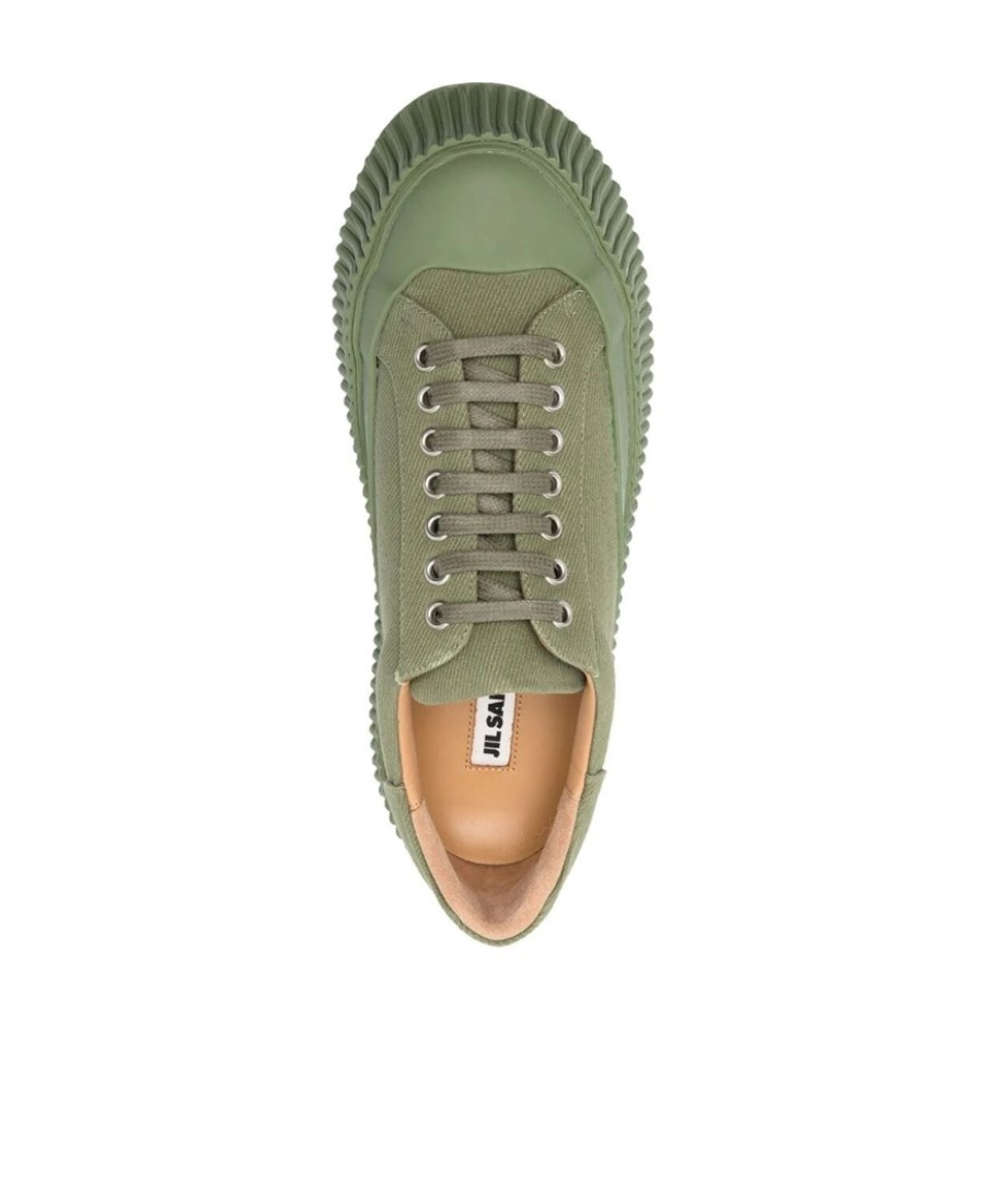 Shop Jil Sander Leather Chunky-sole Trainers In Green