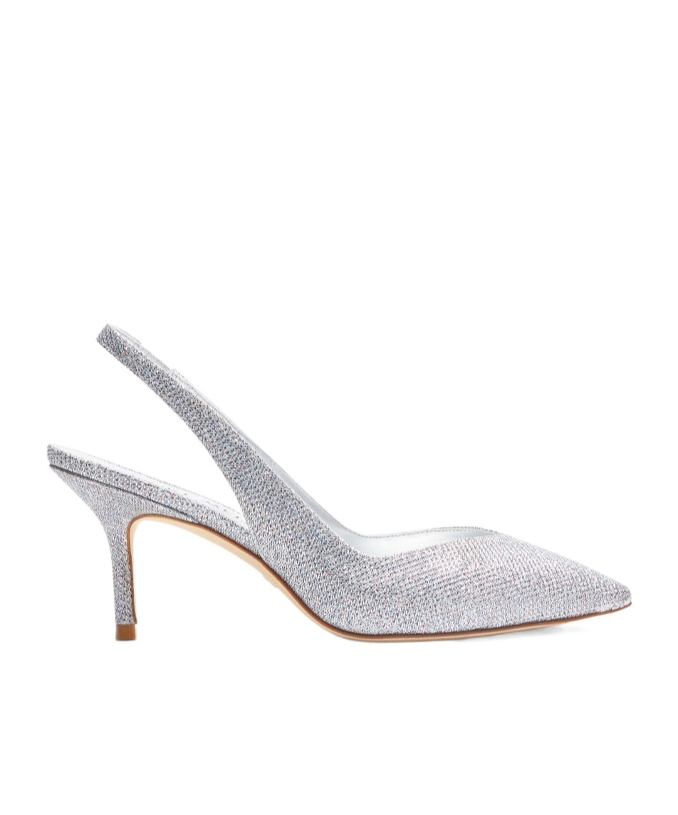 Stuart Weitzman Eva 75 Slingback Pumps In Silver