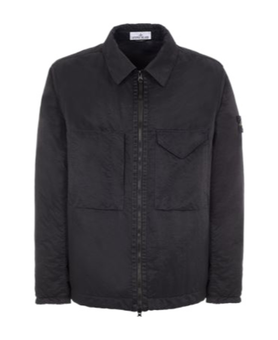 Stone Island Compass Patch Zipped Jacket In Black