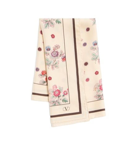 Valentino Garavani Silk Printed Bandana In Nude