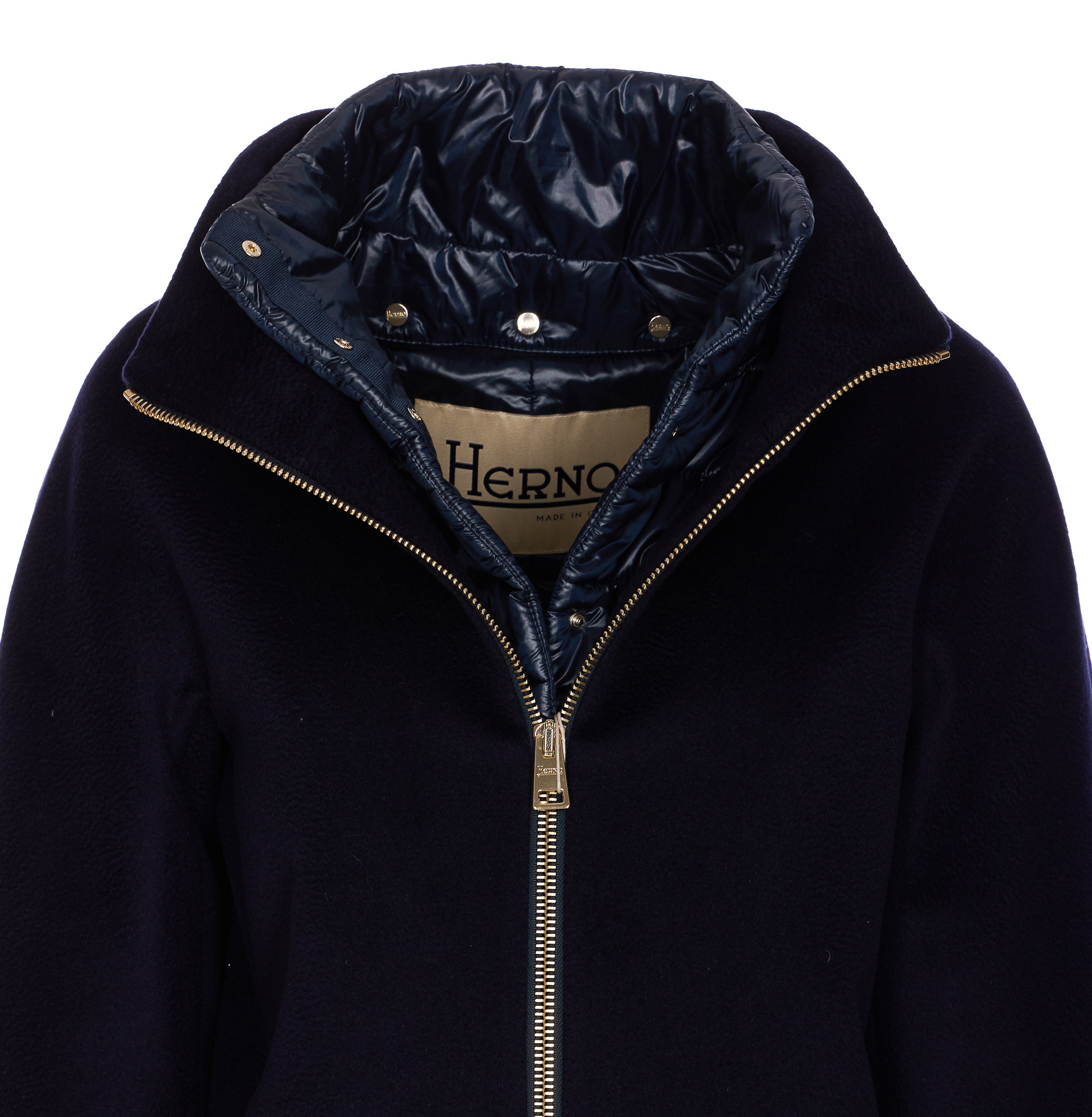 Herno Layered-sleeved Zip-up Down Coat In Black