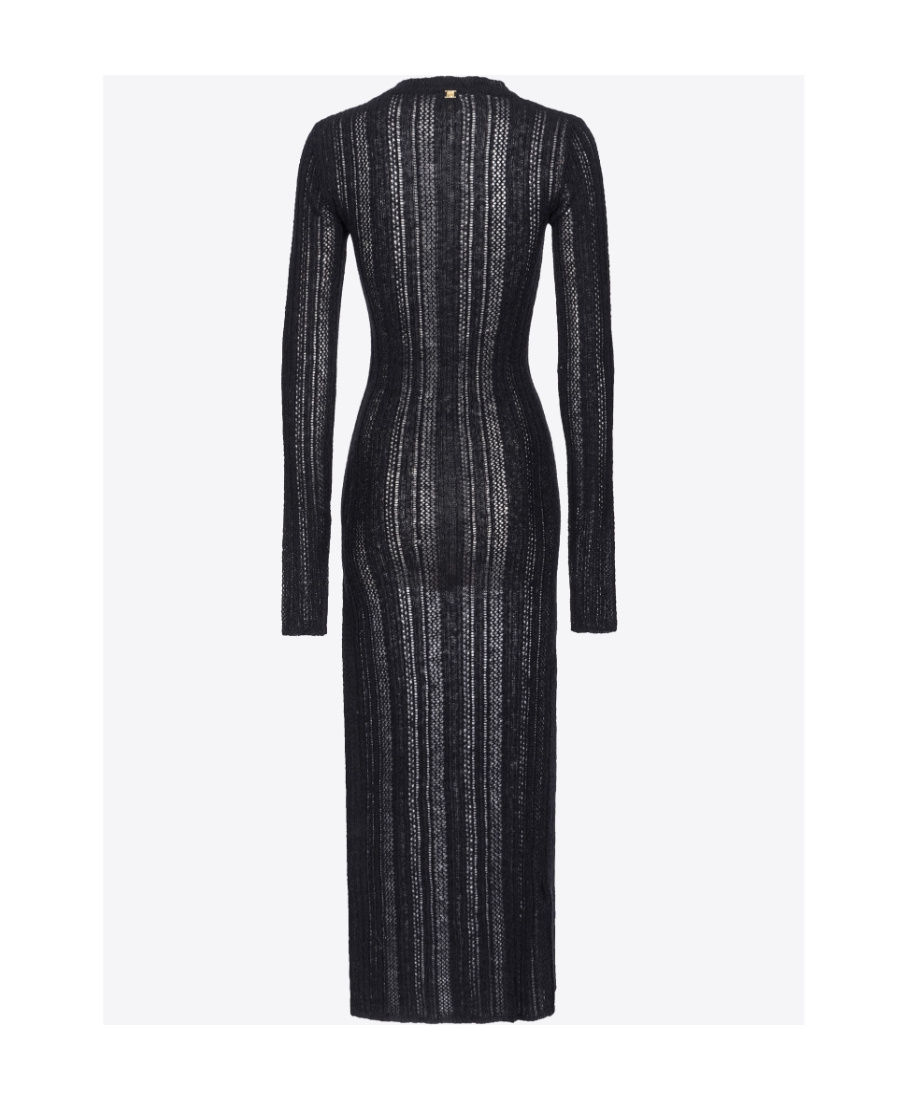 Pinko Semi-sheer Knitted Midi Dress In Black
