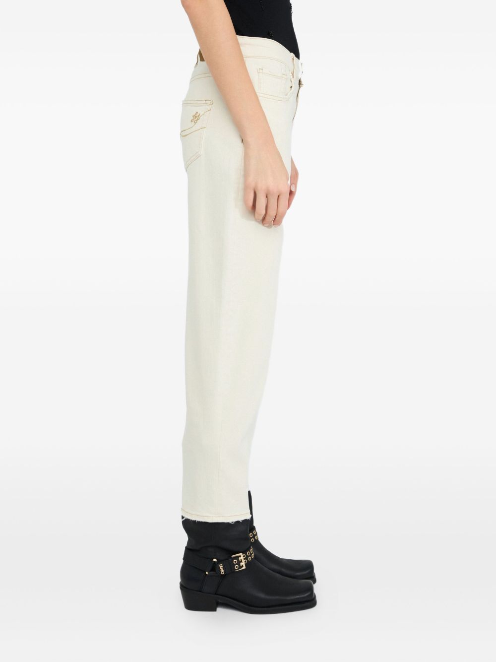 Liu •jo Denim Trousers With Belt Loops In White