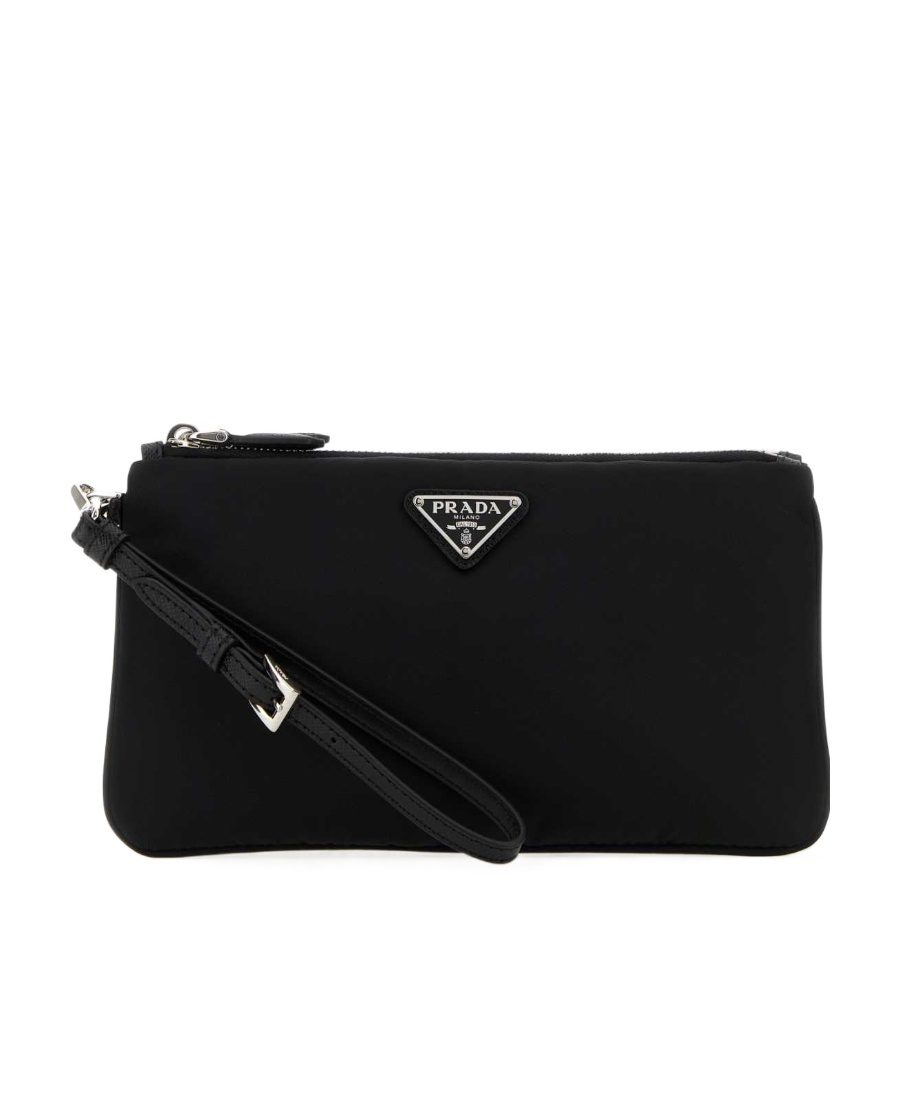 Prada Re-nylon Partitioned Clutch In Black