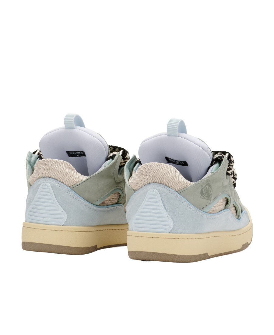 Lanvin Light Blue Leather Curb Sneakers In Gray