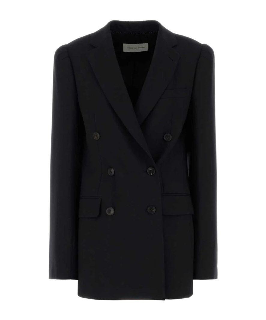 Dries Van Noten Double-breasted Tailored Blazer In Black