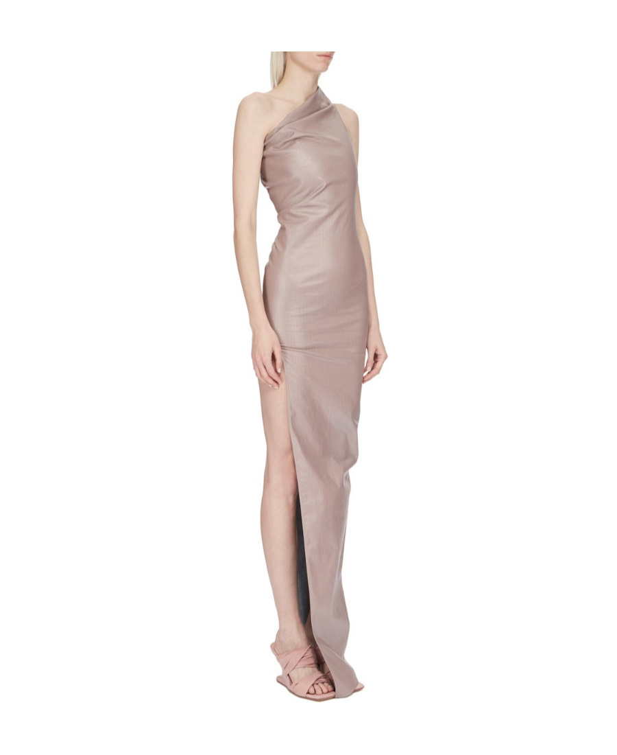 Rick Owens Coated One-shoulder Maxi Dress In Nude