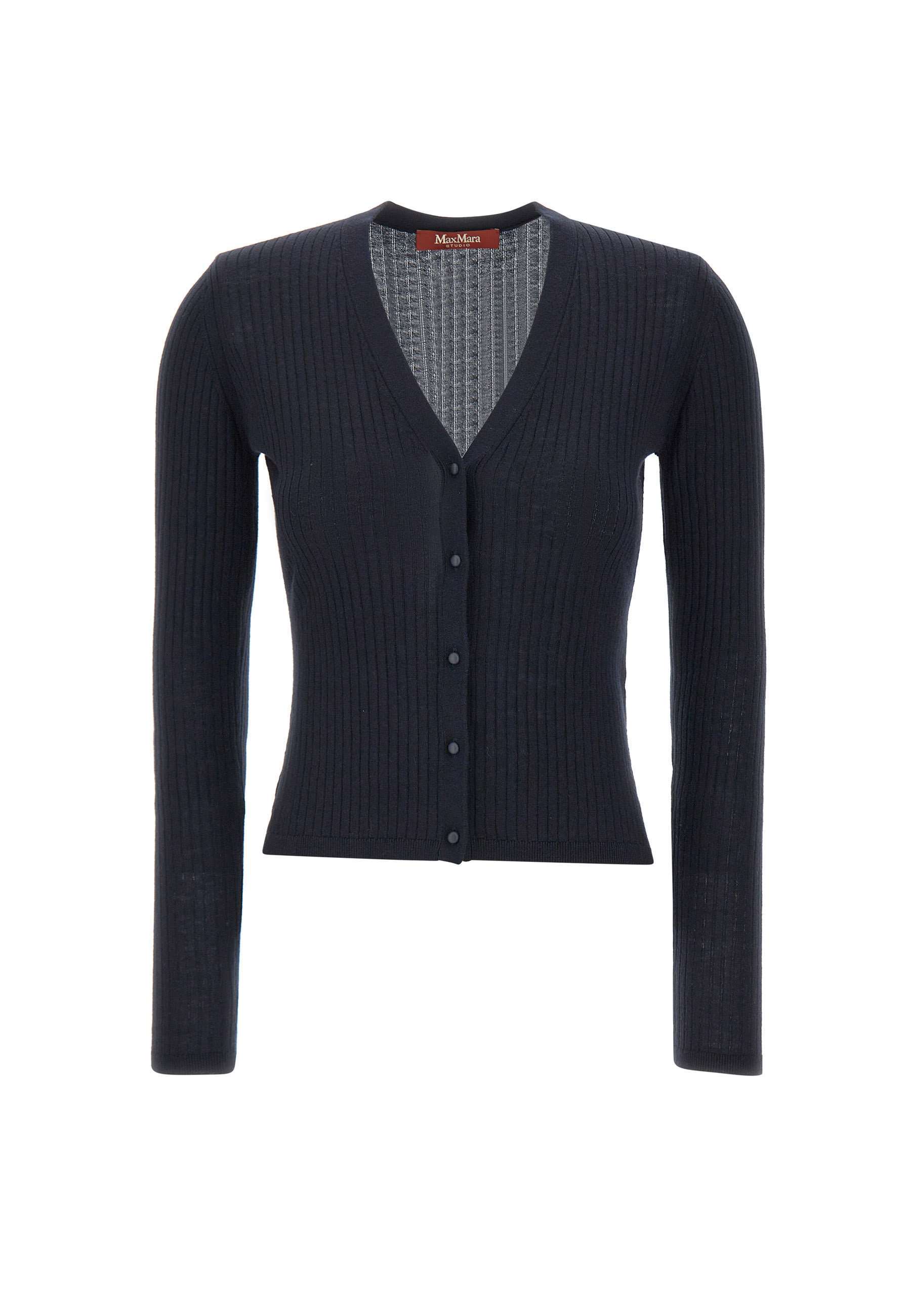 Max Mara Studio Potus Button-up V-neck Cardigan In Blue