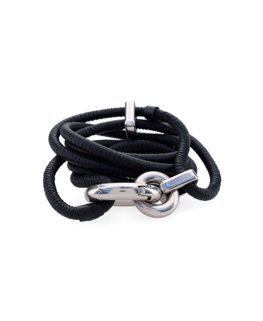 Bottega Veneta Cord Leather Belt In Black