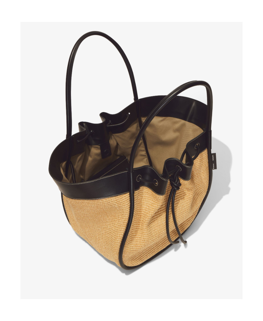 Proenza Schouler Large Ruffled Tote Bag With Woven Texture In Black